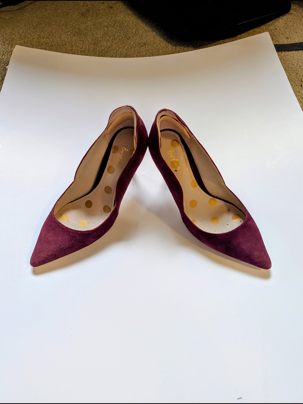 Boden Burgundy Suede Pointed-Toe Pumps